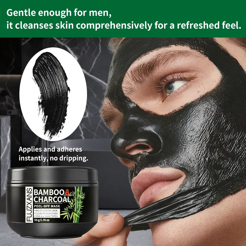 50g Bamboo Charcoal Peel-Off Mask Deep Cleansing Blackhead Removal Black Mud Skin Fresh Hydrated - Blackheads Removal Mask