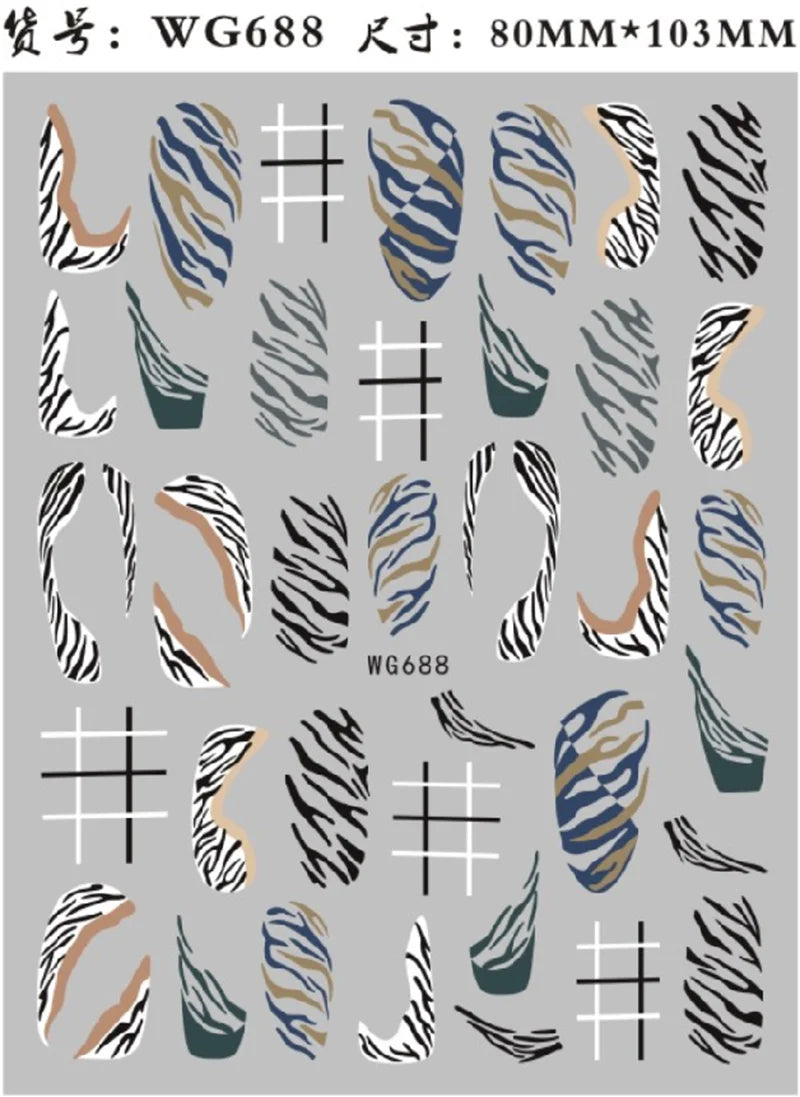 Press on Nails Tiger Symbol Nails Decals Design Fierce Wild Animal Leopard Decoration Manicure Stickers Nails Accessories Tools