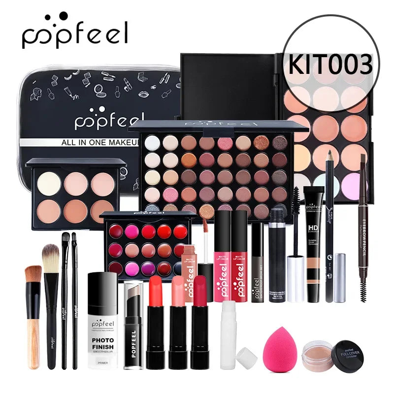 Christmas Makeup Gift Box Foundation Eyeshadow Powder Long Lasting Lip Ink 27 Pieces Birthday Gifts Makeup for Women Full Kit
