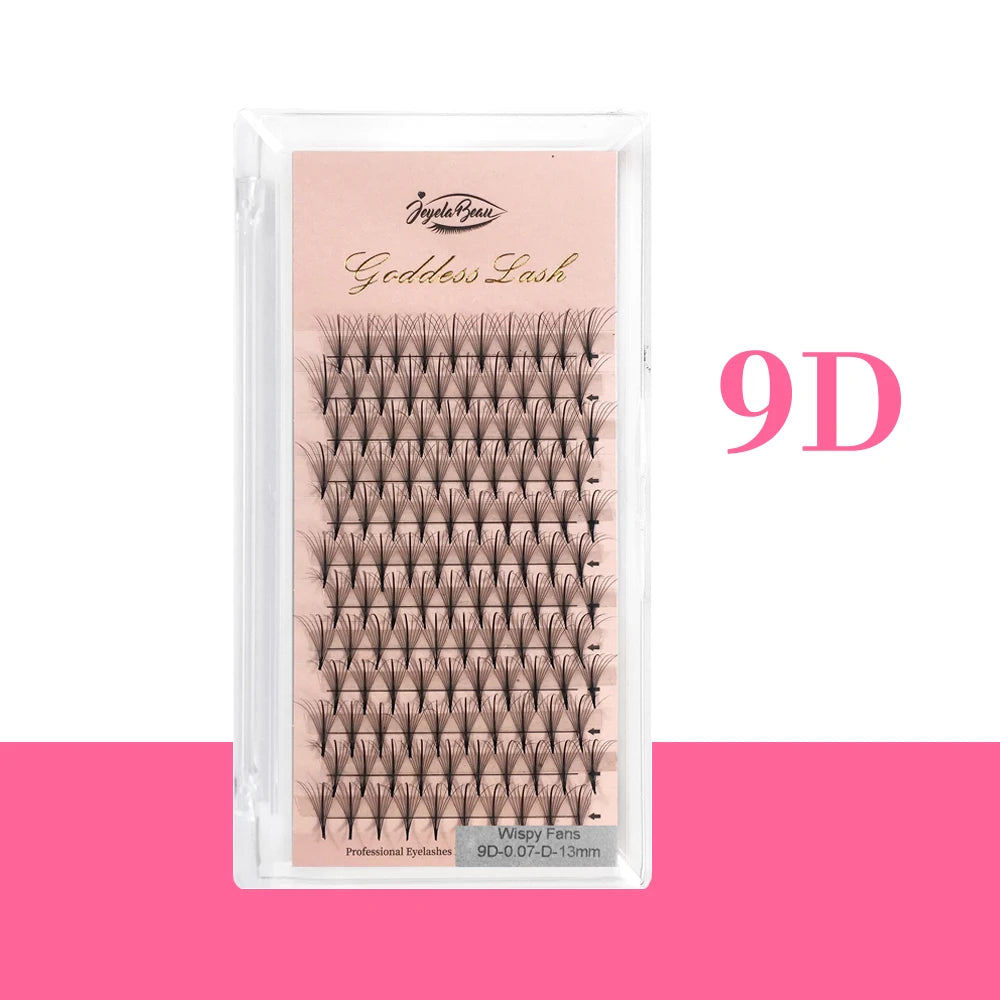 Goddess 9D/13D Premade Wispy Fan Lashes Russia Volume Fans Eyelash Extension Individual Sandwich Faux Mink Eyelashes  Cluster