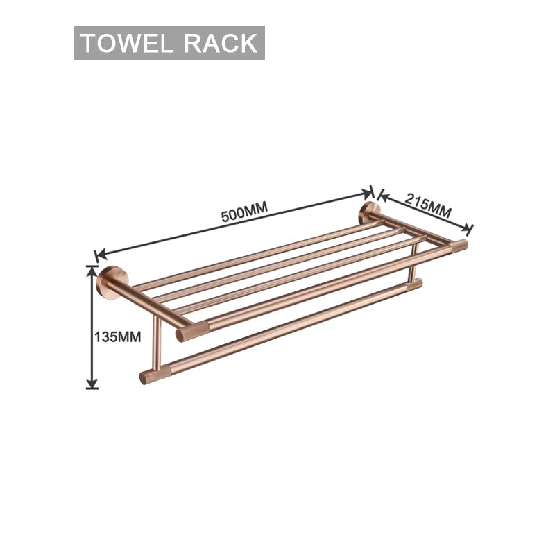 Brushed Rose Gold Accessories Set Toilet Brush Holder Toilet Paper Holder Towel Bar Rail Rack Hanger Hook Soap Dish Hardware