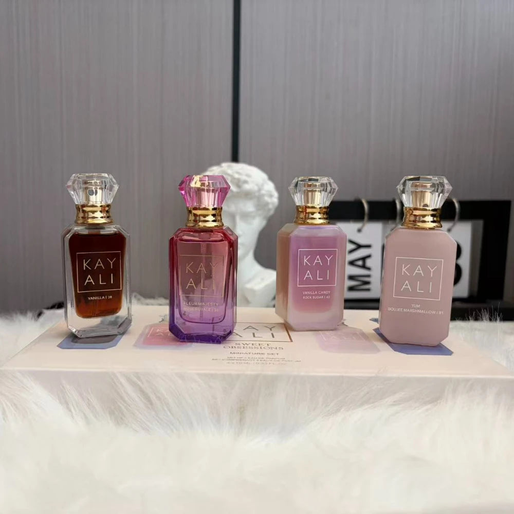 40ml Perfume Mini Set 4x10ml Sweet Vanilla Candy Marshmallow Rose Eau De Parfum Gift Set Long Lasting Fragrance for Women