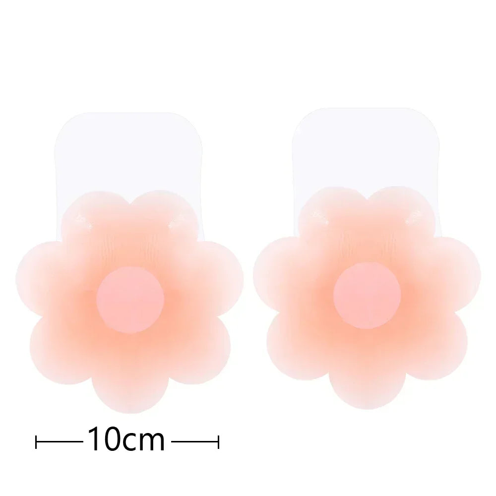 Reusable Women Breast Petals Lift Silicone Nipple Cover Invisible Petal Adhesive Strapless Backless Stick on Bra Breast Stickers