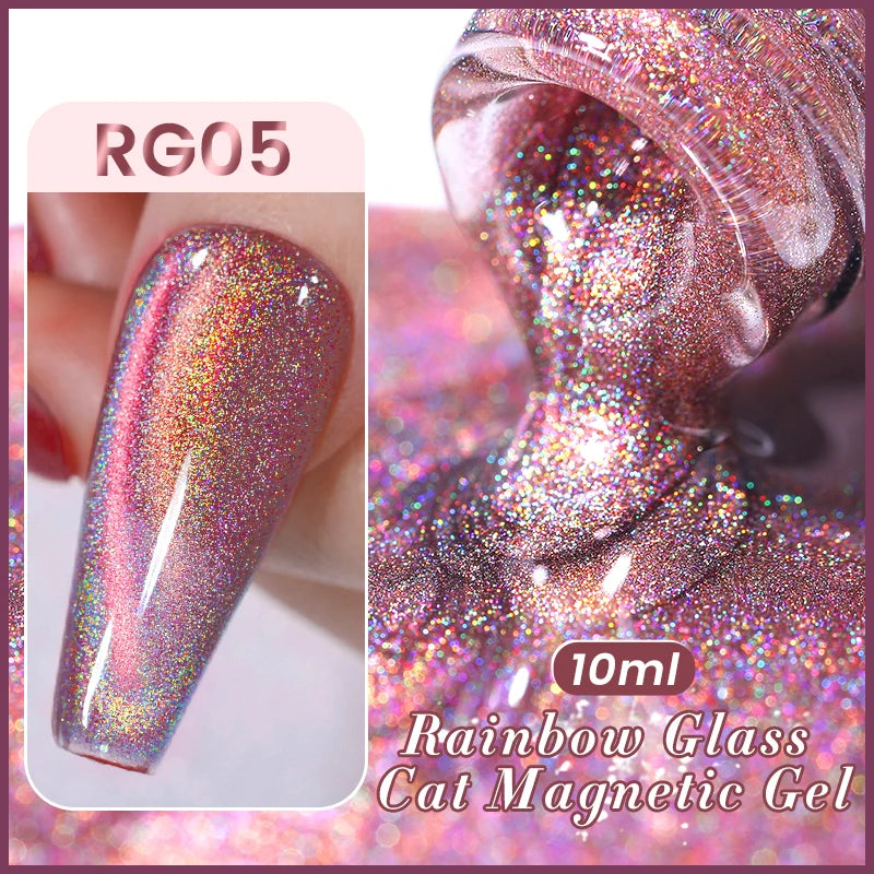 BORN PRETTY 10ml Rose Gold Cat Magnetic Gel Polish Pink Orange Soak Off UV LED Varnis Semi Permanent for Nail Art Design at Home