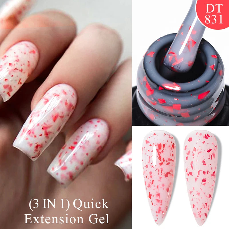 MEET ACROSS 7ml Dark Color Glitter Top Coat Gel For Nails Brocade Powder 2 In 1 Chameleon Nail Art Gel Varnish Manicure