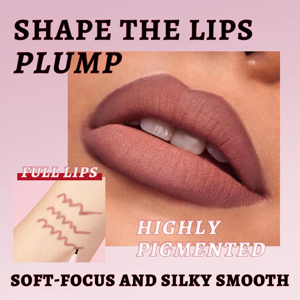 QIBEST 1PC Matte Liquid Lipliner Pencil Waterproof Plumping Stain Lipstick Natural Lip Liner Outline Lips Contour Pen Makeup