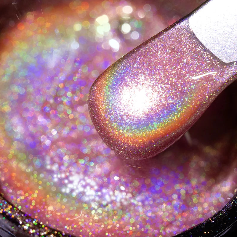 AWStorG Intense Rainbow Cat Eye Gel 5ml Holographic Laser Magnetic Nail Gel Soak Off UV LED Gel Polish Shiny Rainbow Manicur