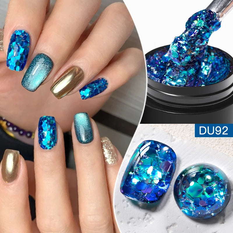 8ML Glitter Gel Nail Polish Shining Mineral Sequins Soak Off UV LED Nail Gel Semi Permanent Nail Art Supplies for Manicure