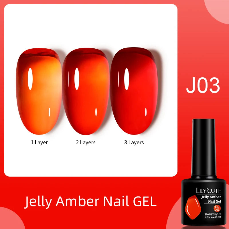 LILYCUTE 7ML Jelly Amber Gel Nail Polish Brown Crystal Translucent Dull Color Nail Art Gel Semi Permanent UV Gel Polish Varnish