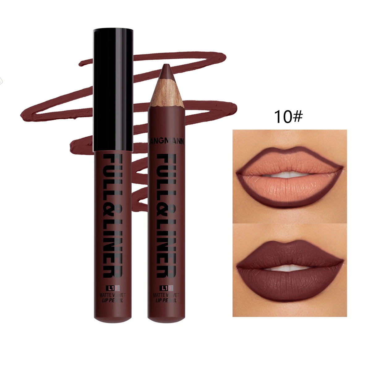 Matte Lip Liner, Lipstick, Wooden Pen Can Be Cut, Lip Liner Lasts for A Long Time,Does Not Stick To The Cup,Does Not Fade