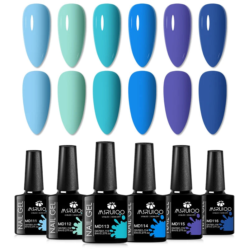 6pc All-Season Colors Gel Nail Polish Set UV LED Soak Off Nail Art Supplies Semi Permanent DIY Manicure Salon Nails Design