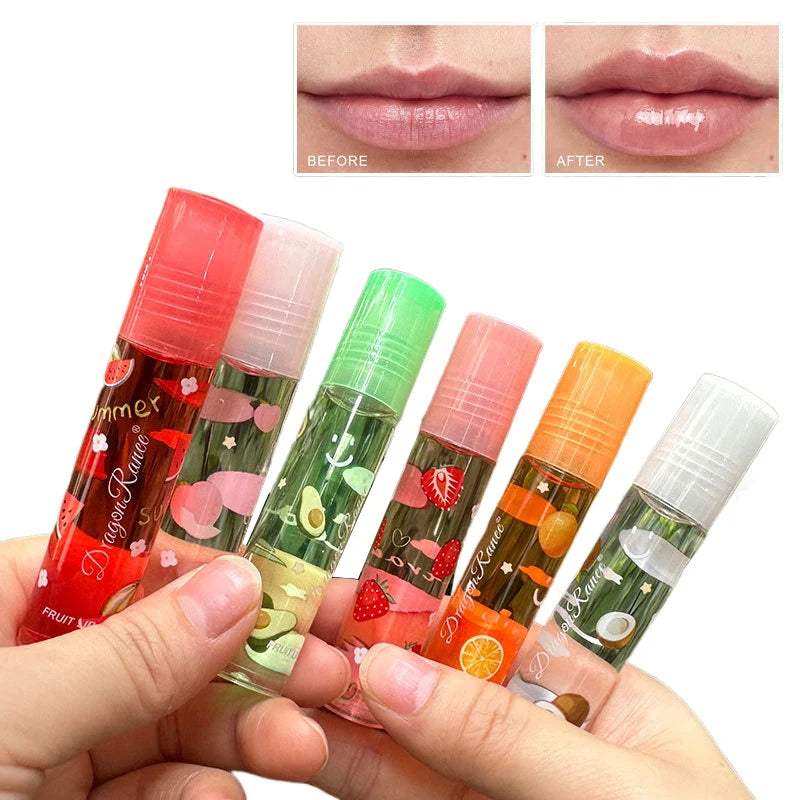 6 Color Plumping Clear Lip Oil Mirror Water Lip Gloss Lip Glaze Transparent Liquid Lipstick Moisturizing Fruit Lips Care Make Up