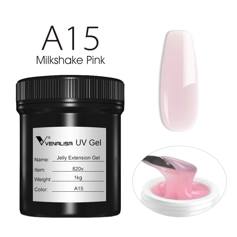 VENALISA Jelly Gel Large Volume 1L Jelly Nude Collection Not Burning Soak Off UV LED Soft Extension Gel Nail Gel Nail Manicure