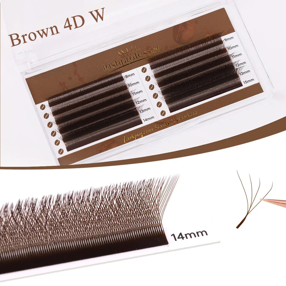 Black/Brown 3DW Lash Premade Fairy Volume Fans Lash Clover Bloom Eyelash Extension Wispy Spike Lash Three-Core Triple Tip Cilios