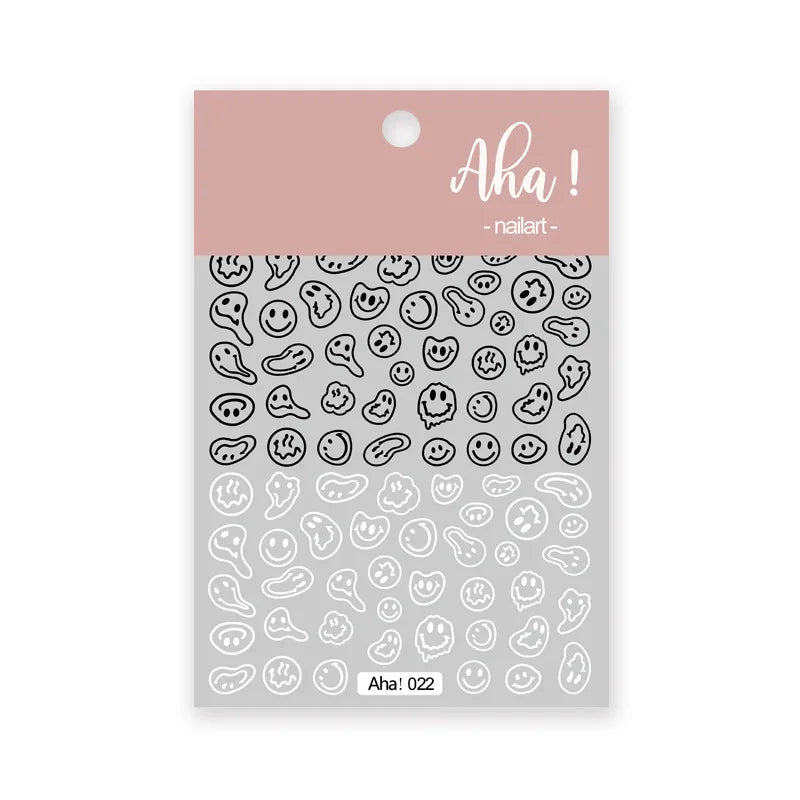 3D Yellow Smile Nlail Art Stickers Nail Decals for Nails Smile Face Manicure Japanese Design DIY Cute Nail Decals Accessories