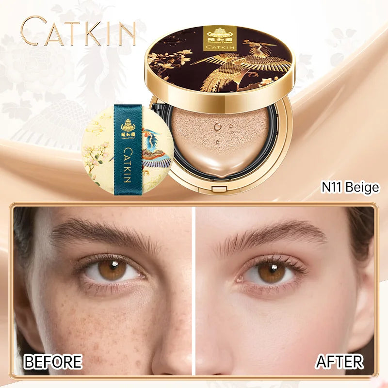 Catkin Phoenix Cushion Foundation Full Coverage, Sheer Satin Finish, Refill Included, Light Beige