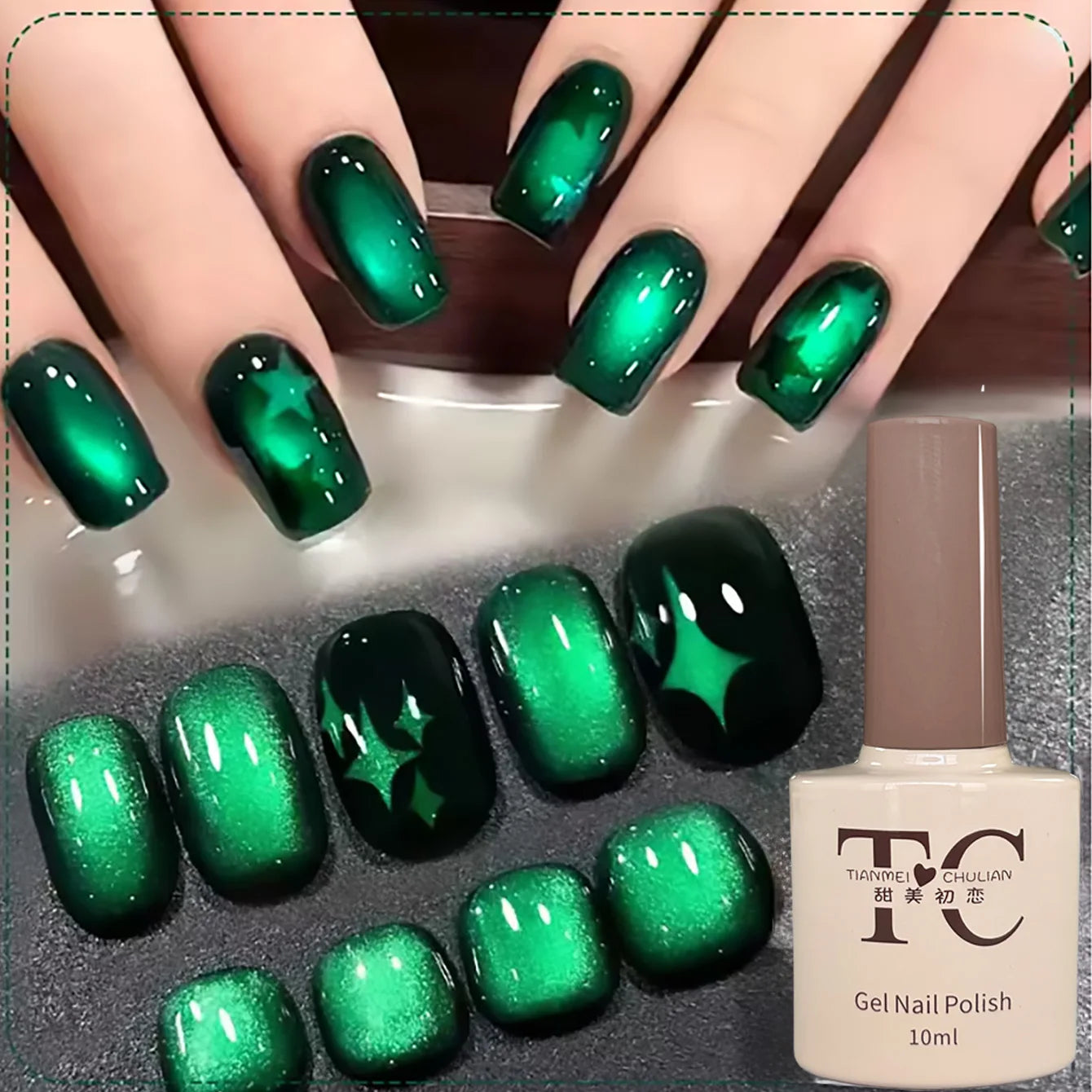1-9pcs TC Flow Light White Cat Eye Gel Nail Polish Ultra Shine Soak Off UV Gel Mirror Glass Cat Magnet Gel Varnish Nail Supplies