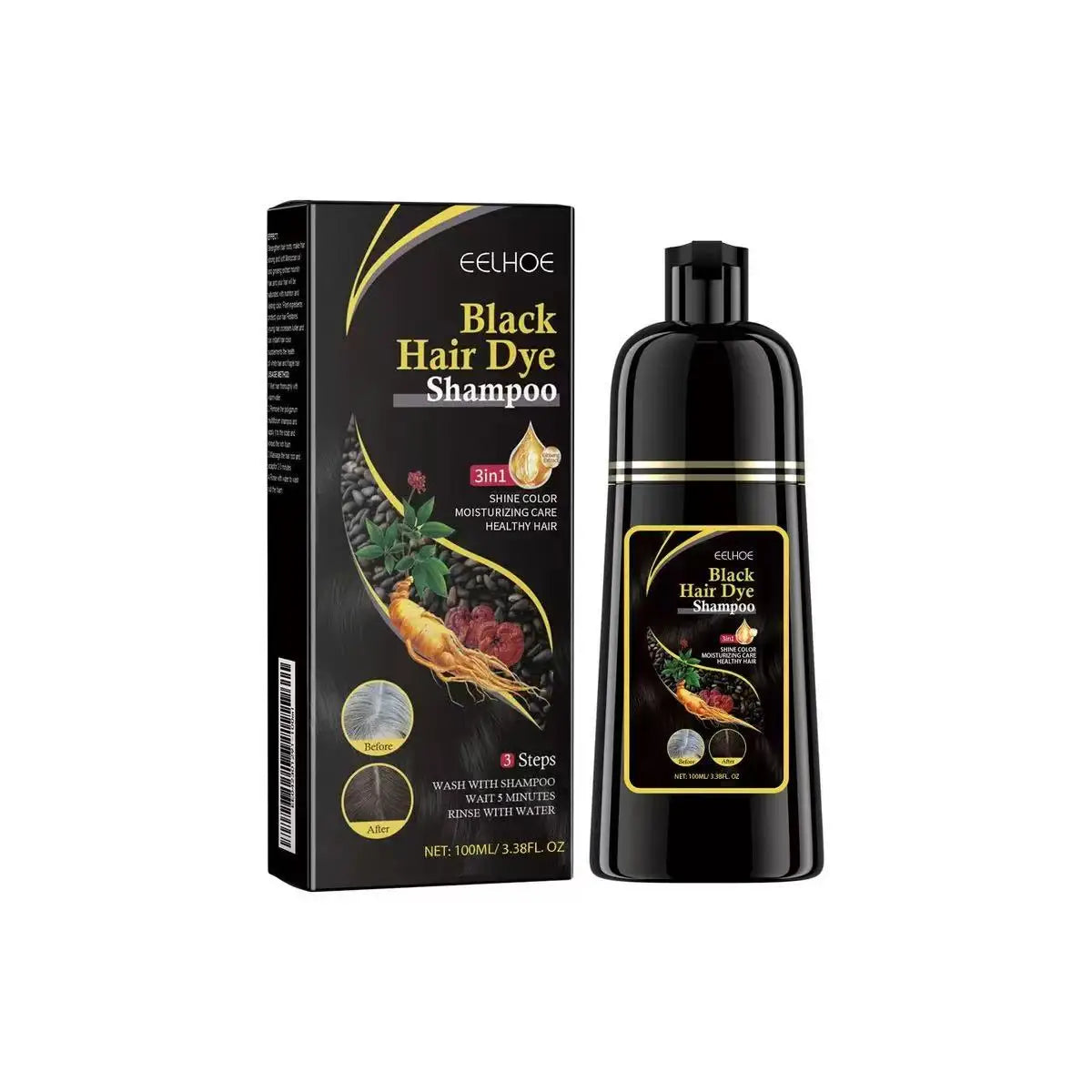 Nova Hair Dyeing 3-in-1 Hair Care Shampoo Natural Fast White Hair Dyed Black Hair Dye Lasting Convenience Men Women Hair Care