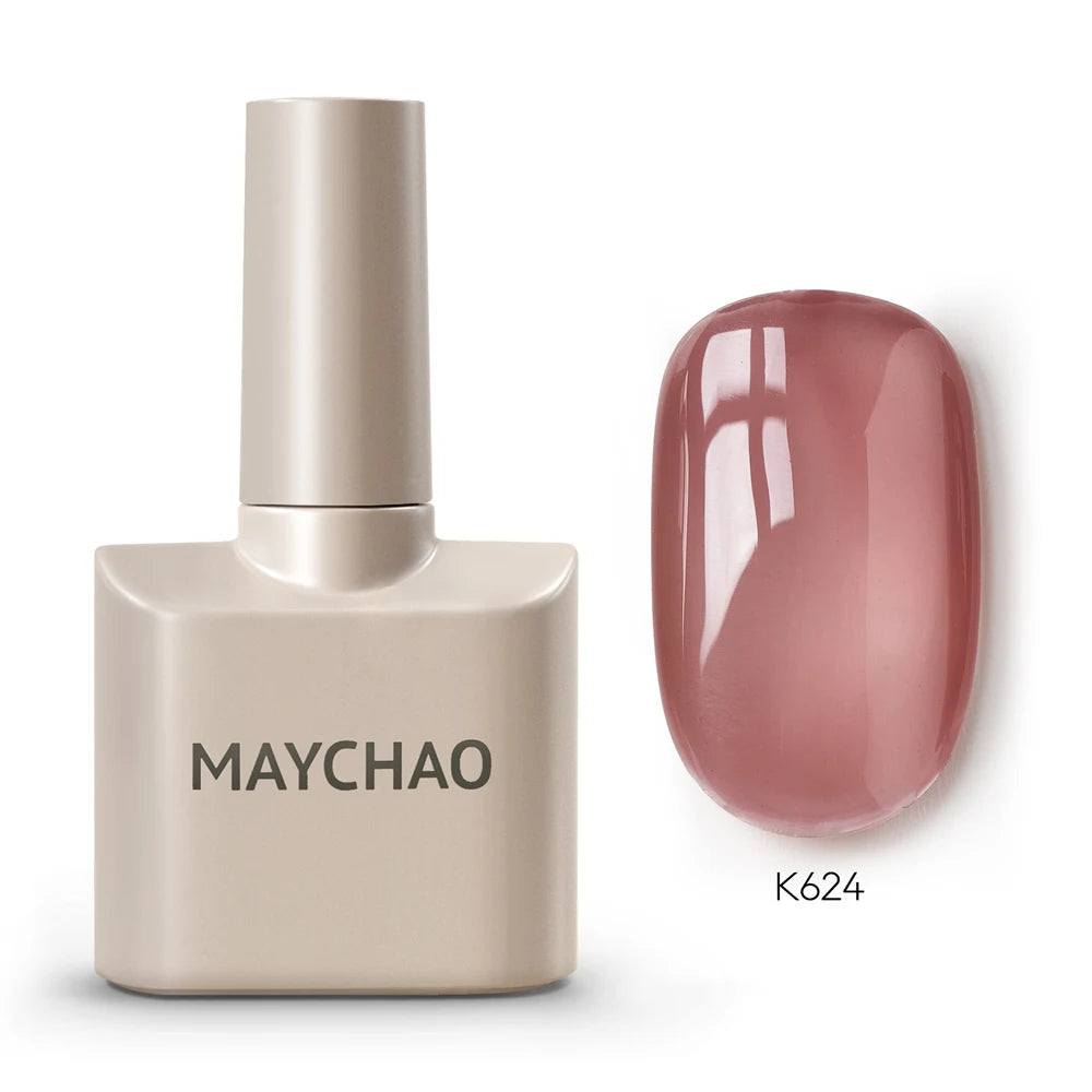 MAYCHAO Cherry Red Gel Nail Polish 12ml Glossy Semi Permanent Soak Off UV LED Frosted Gel Nails Base Painting Varnish