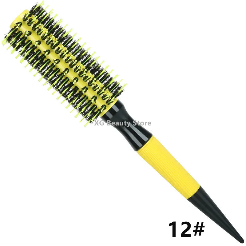 Professional 1/6pcs Boar Bristle Wooden Hair Comb Round Hair Brush Curling Combs Woman Hair Curlerl Hairdresser Styling Tool