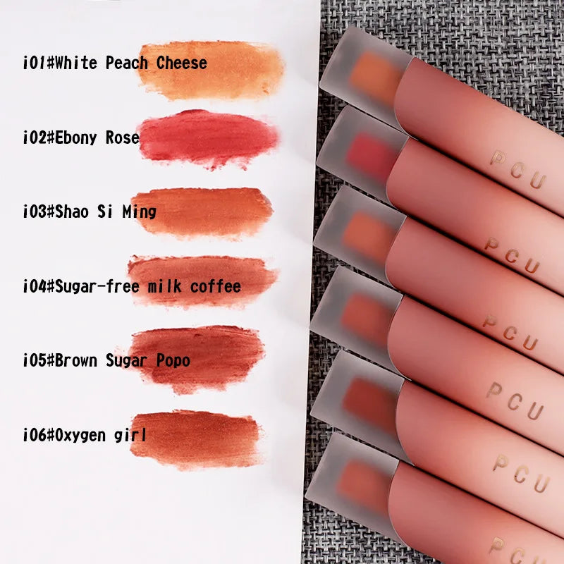Dual-Use Liquid Matte Lipstick Lip Balm Pink Long-Lasting Non-Stick to Cup 6 Colors Available for Lip And Cheek Makeup