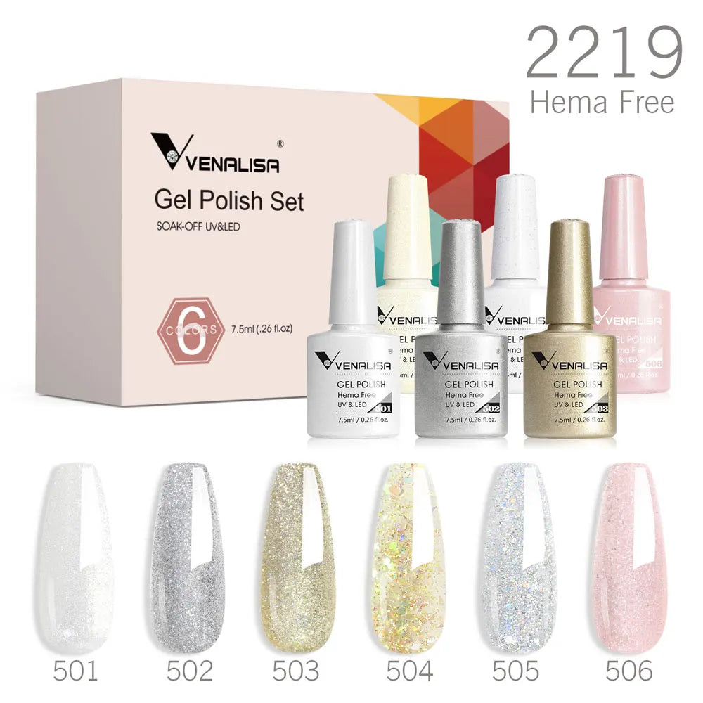6pcs Venalisa Construction Gel Kit Stronger Jelly Color Reinforce Natural Nail Varnish Rubber Base Color Series Nude Collection