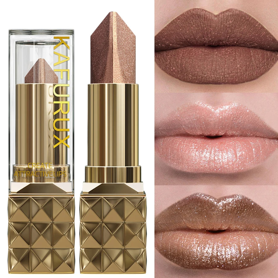 4 Color Glitter Two Tone Lipstick Matte Pearlescent Lip Tint,Shiny Metallic Lip Senior Lip Korean Makeup Gifts Lip Gloss Lip Oil