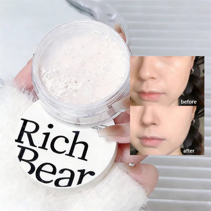 White Face Loose Powder Waterproof Oil Control Matte Natural White Transparent Setting Loose Powder Korean Makeup Brighten Face