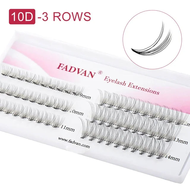 Fadvan Individual Cluster Lashes Faux Mink Premade Volume Fan Eyelash Extension Heat Bonded Cluster Lash Self-grafting Supplies