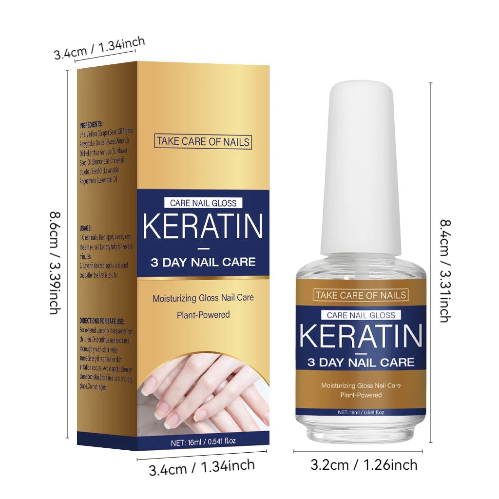 3 Days Nail Care Oil Keratin Amino Acid Formula Fast Dry 90s Salon Shine No Chip Deep Moisture Nail Strengthener,15ml