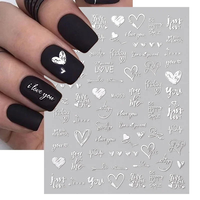 1PCS Laser Love Letter Nail Sticker Nail Art Decoration Flower Star supplies Decals Press On Nails Stickers Parts