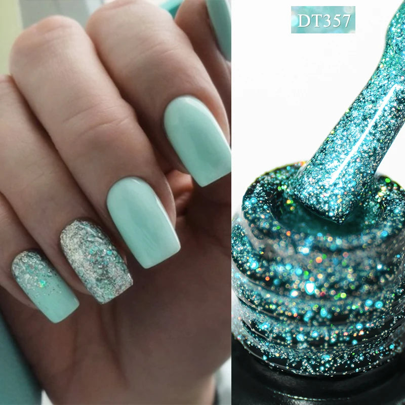 MEET ACROSS 7ml Red Blue Green Metallic Gel Nail Polish Super Bright Mirror Effect Semi Permanent LED UV Gel Nail Art Varnish