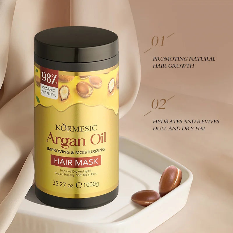 Argan Oil Hair Mask 1000ml Protein Straighten Repair Dry Frizzy Damaged Cream Pro Soft Smooth Shiny Deep Moisturizing Hair Care