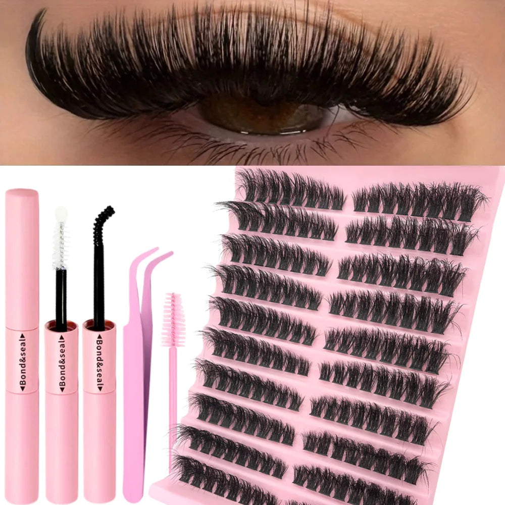 Eyelash Kit Eyelash Extension Kit 10-18mm Natural Fluffy False eyelash Eyelash Lash Clusters Set Bond And Seal Makeup