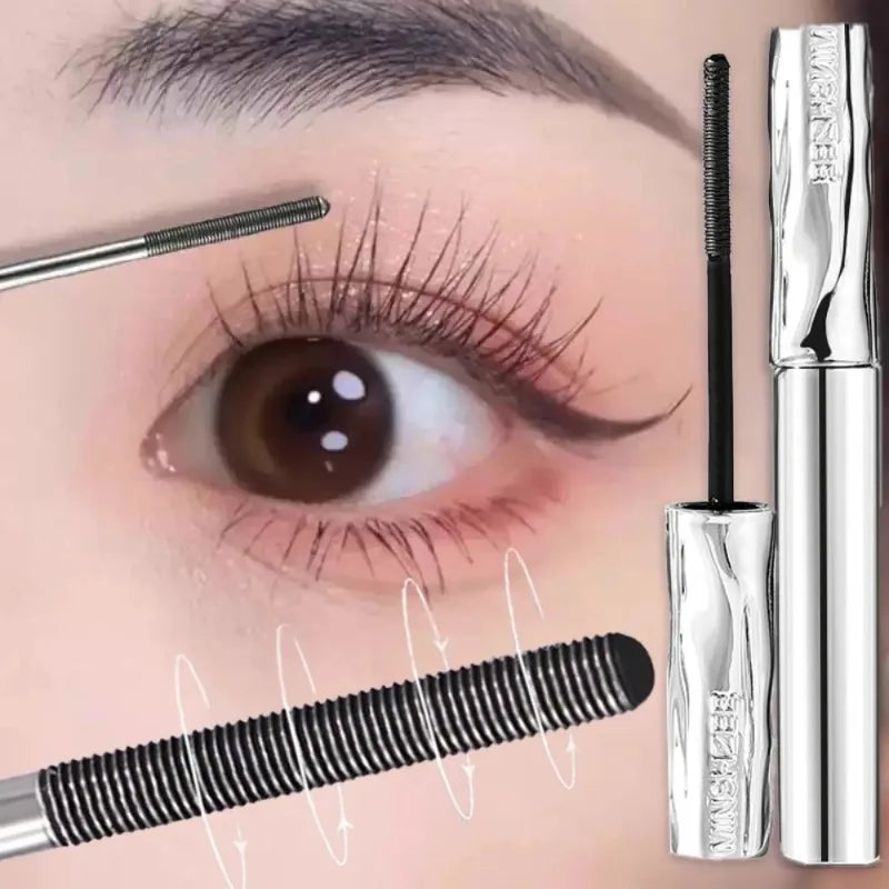 Steel Tube Mascara Silk Fiber Ultra-Fine Spiral Brush Black Waterproof Lasting Curling Fast Dry Eyelash Extensions Eyes Makeup