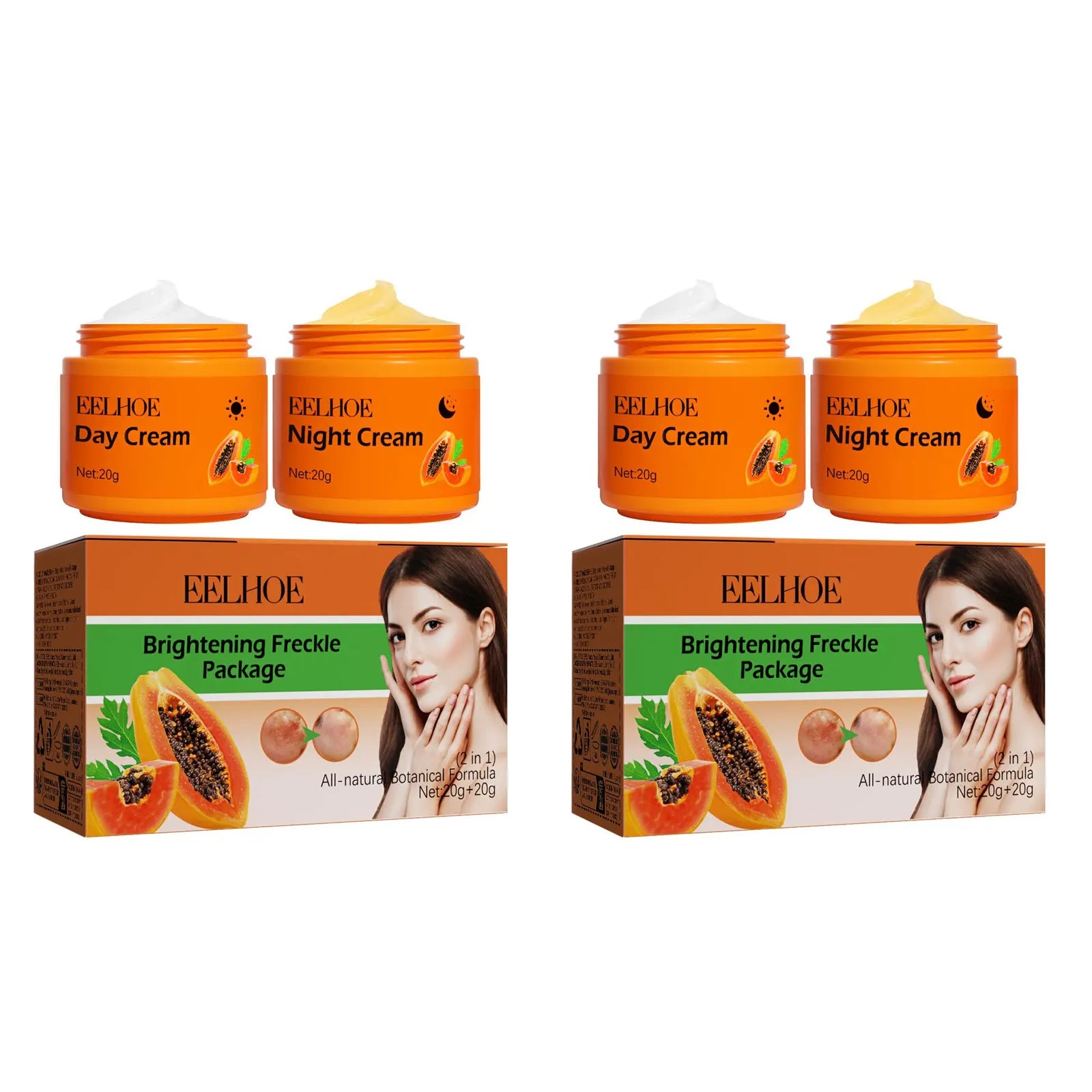 Papaya Day Night Cream for Dark Spots Remover Melanin Anti Pigmentation Cream Brightening Moisturizing Reduce Dullness Face Care