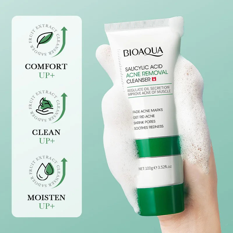 BIOAQUA Salicylic Acid Facial Cleanser Acne Treatment Moisturizing Oil Control Anti-acne Face Wash Foam Face Cleanser Skin Care