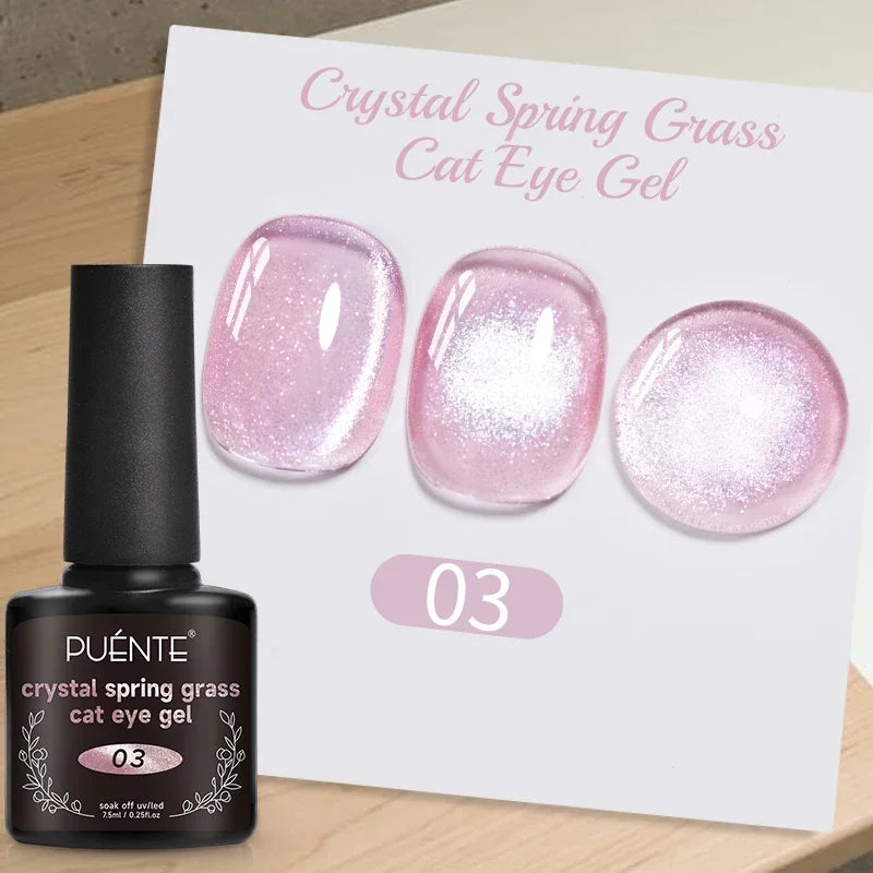7.5ML Green Crystal Cat Magnetic Gel Nail Polish Shiny Green Glitter Cat Eye Gel For Manicure Soak Off UV Nail Art Varnish