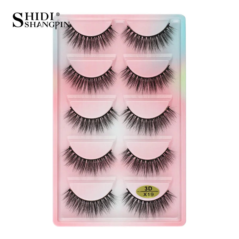 3D Faux Mink Lashes X05 Fluffy Wispy False Eyelashes 5Pairs Reusable Soft Volume Eyelashes Natural Look for Daily & Party Makeup
