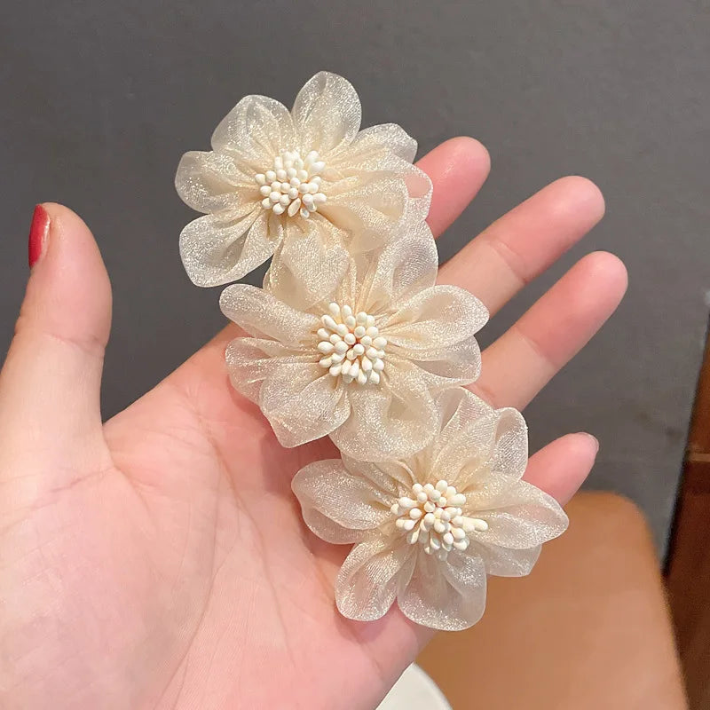 Women Flower Camellia Hairpins Barrettes Spring Hair Clip Bands  Wedding Girls Ponytail Hair Accessories Hairstyling Hairgrip