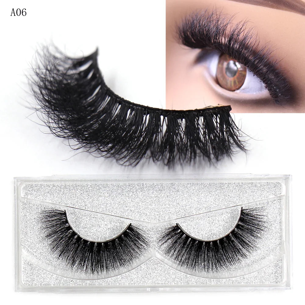 LEHUAMAO Makeup False Eyelashes Handmade Mink Lashes Fluffy Long 3D Strip Thick Fake Faux Mink Eyelashes Makeup Beauty Tool A19