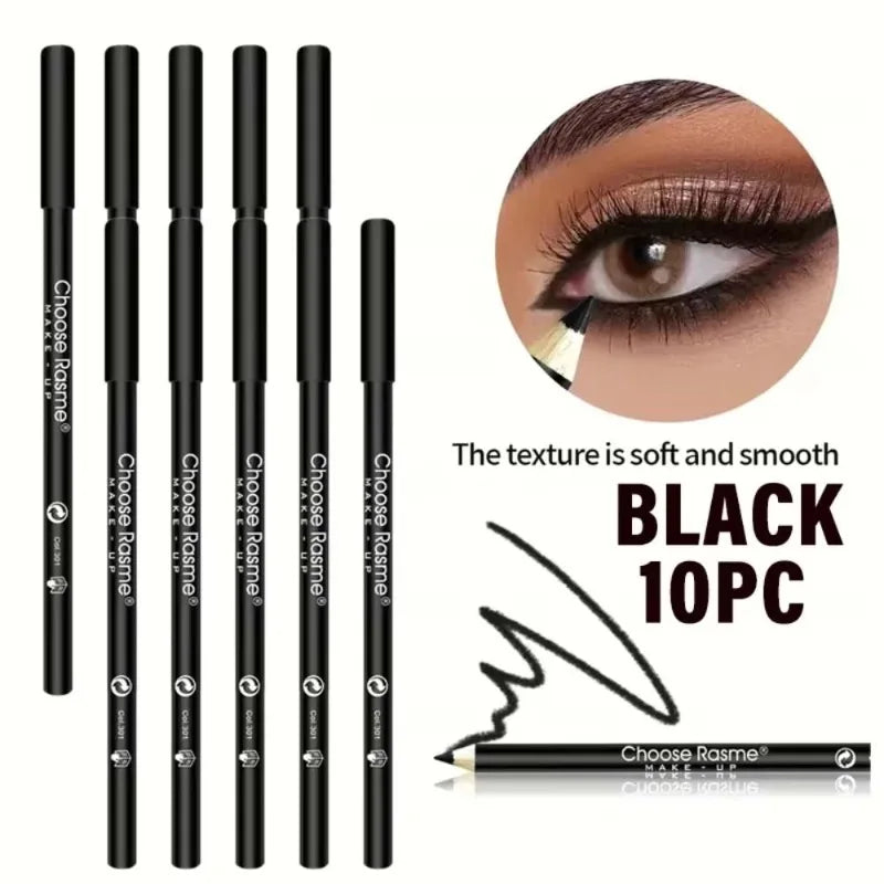 1-20Pcs Waterproof Eyeliner Pencil Long-Lasting High Pigmented Black Wooden Eyeliner Eyebrow Pen Hard Refill Smooth Eyes Makeup