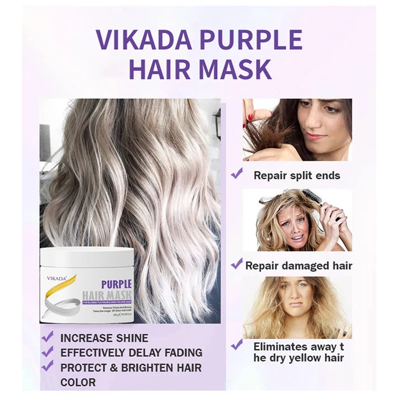 Gray Color Fixing Hair Mask Shampoo Cover Gray Hair Fade Yellow After Bleach Hair Shampoo Non-irritating Purple Shampoo Blonde