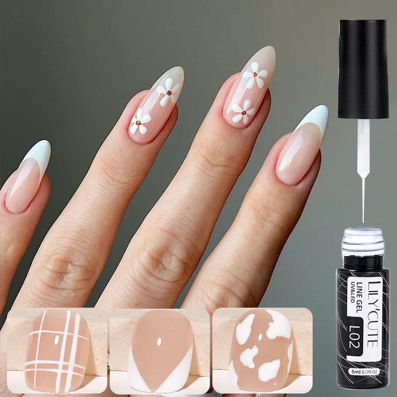 LILYCUTE 5ml Champagne Chrome Gold Metallic Liner Gel Polish Super-Bright Mirror Effect French Style Drawing Line Nail Art Gel