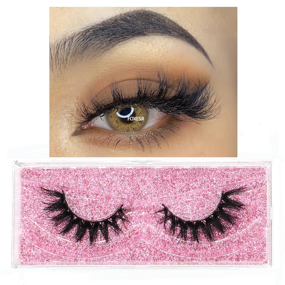 FOXESJI Makeup Eyelashes 3D Mink Lashes Natural Long Lasting Wispy Soft Eyelash Extension Fluffy Eye Lashes Mink False Eyelashes
