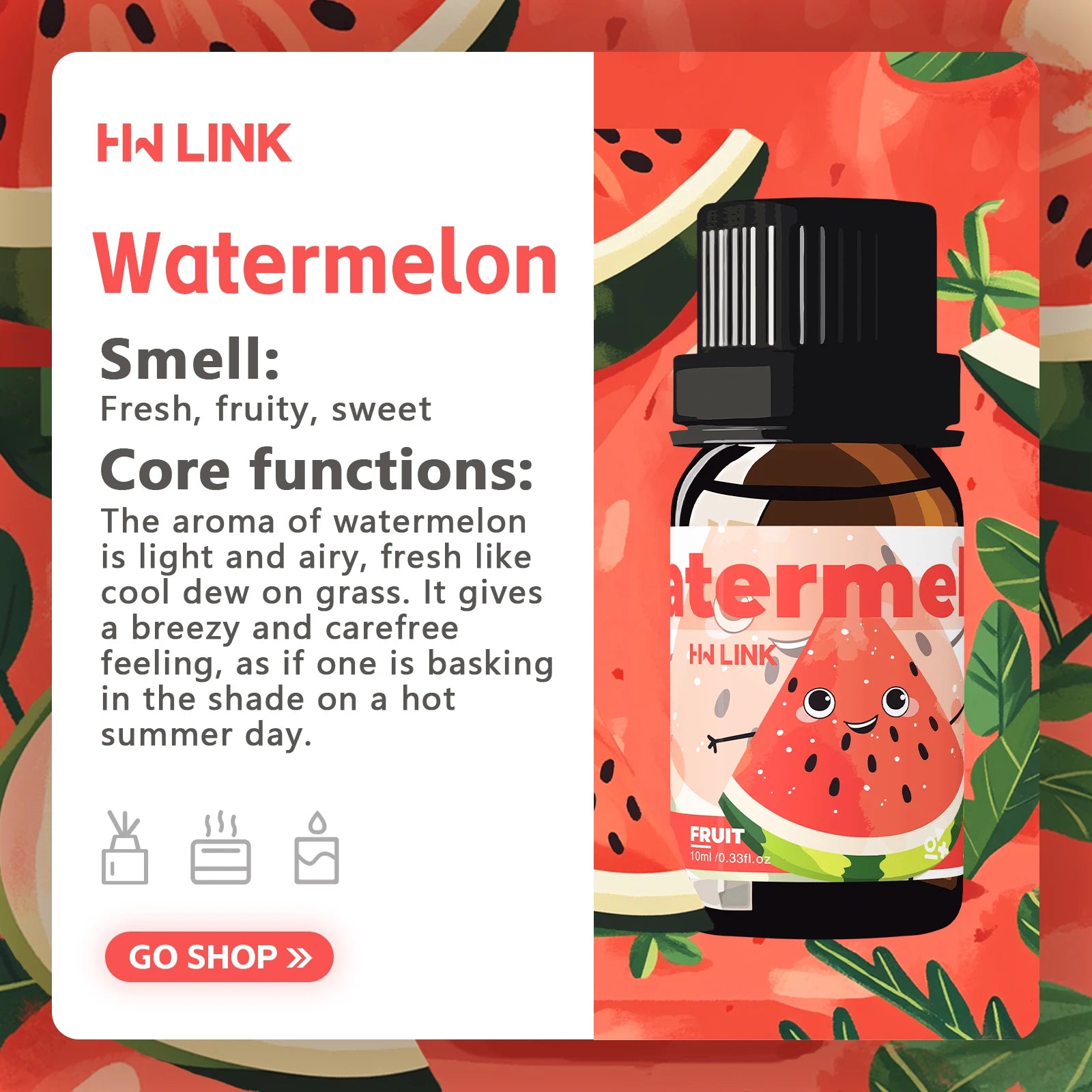 10ml Watermelon Essential Oils Perfumes Fragrance Oils For Aromatherapy Diffusers Home Yoga Skin Care Diy Candle