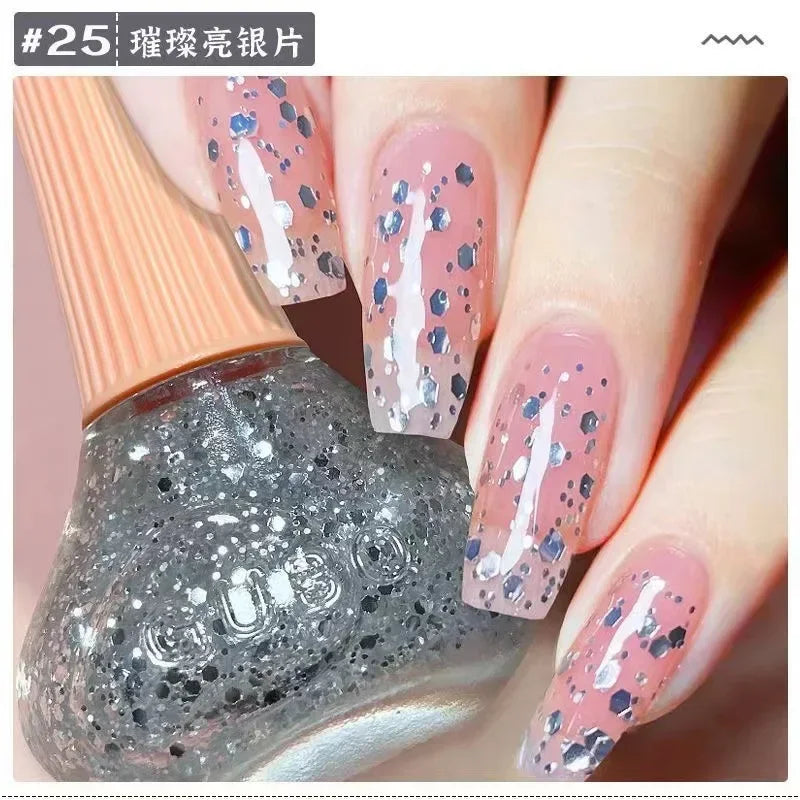 12ml  No-bake Quick Dry Nail Polish Shimmer Nail Polish Quick Dry No Peelable Long Lasting Nail Art Varnish 45 Colors