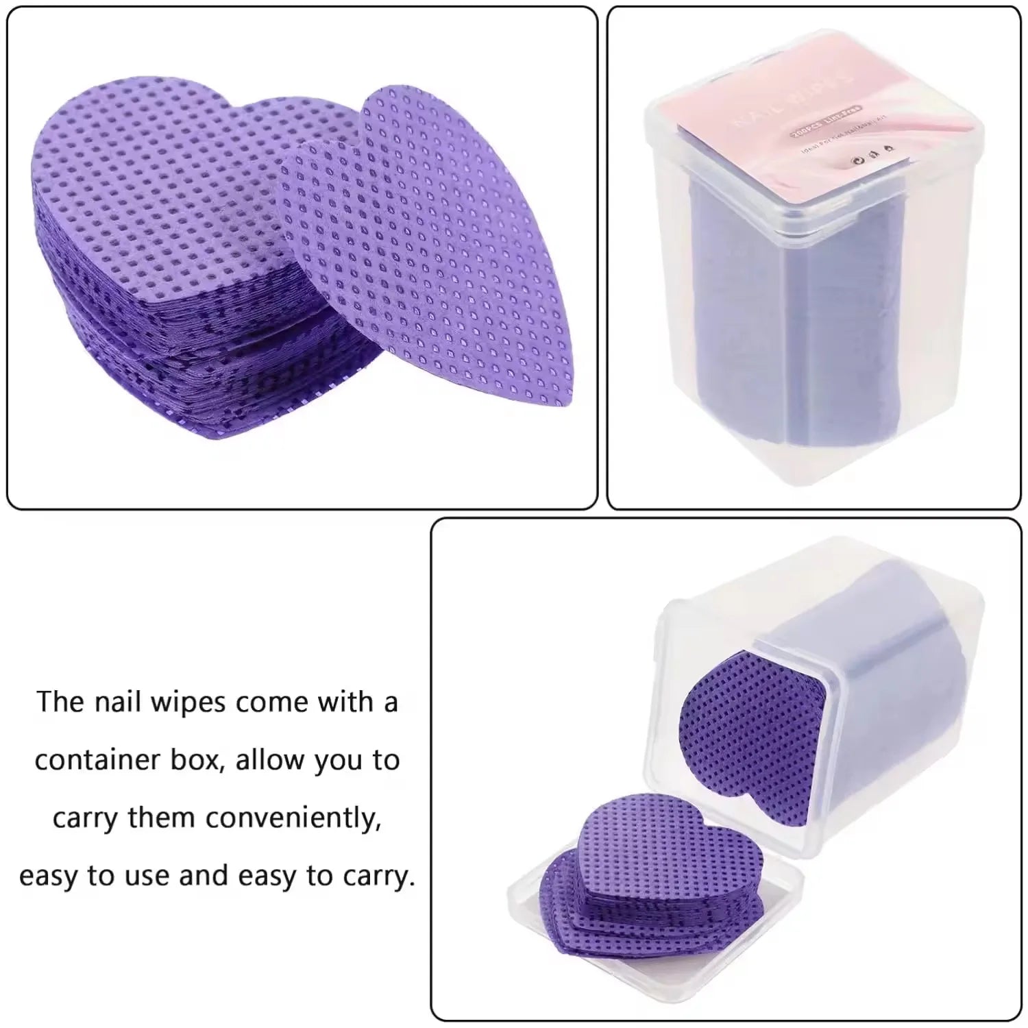 200 Pcs Lint Free Nail Wipes Nail Cleaning Pads Non-Woven Nail Gel Polish Remover Cotton Pads Salon Manicure Art Cleaning Tool