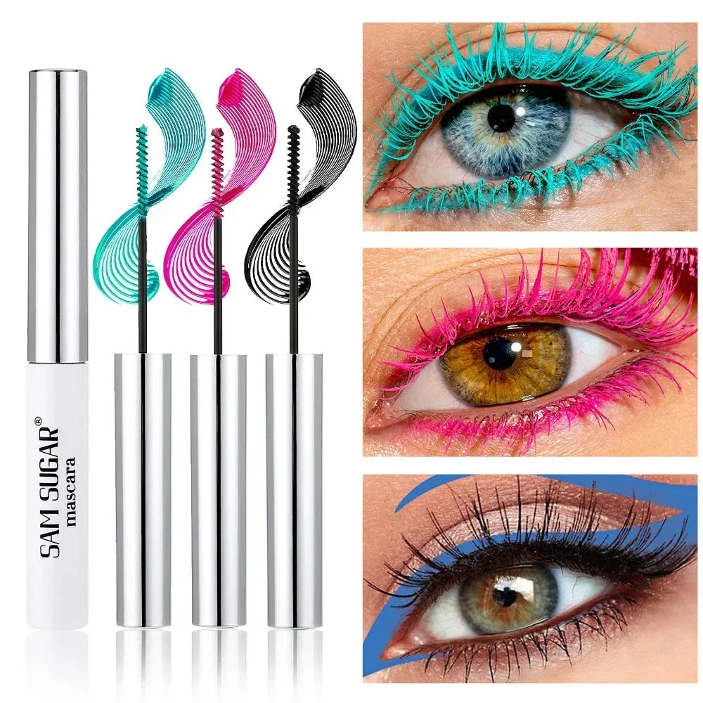 Colorful Mascara 12 Colors Waterproof Fast Dry Lasting Eyelashes Curls Extension Make-Up Emerald Green Slender Brush Ink Mascara