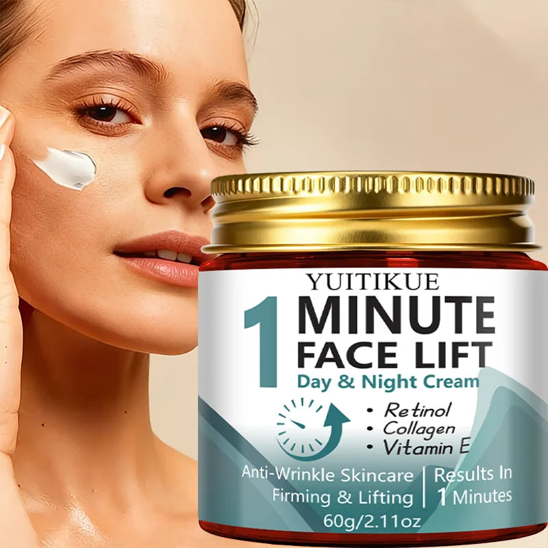 YUITIKUE 1 Minute Face Lift Cream 60g - Day & Night, Anti-Wrinkle & Firms, 24H Moisturizing, for Sensitive Skin